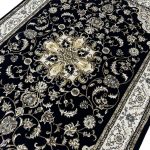 230 x 160cm Persian Tabriz Floral Design Navy Rug - Image 4