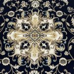 230 x 160cm Persian Tabriz Floral Design Navy Rug - Image 5