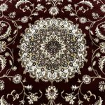 230 x 160cm Persian Isfahan Design Merlot Red Rug - Image 5