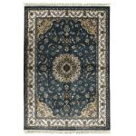230 x 160cm Persian Isfahan Design Teal Blue Area Rug