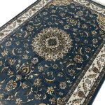 230 x 160cm Persian Isfahan Design Teal Blue Area Rug - Image 4
