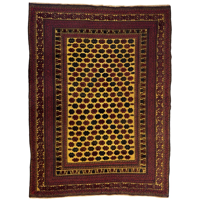 300 x 200cm Hand Woven Wool Kilim-Barjesta with All-Over Rosette Field Rug